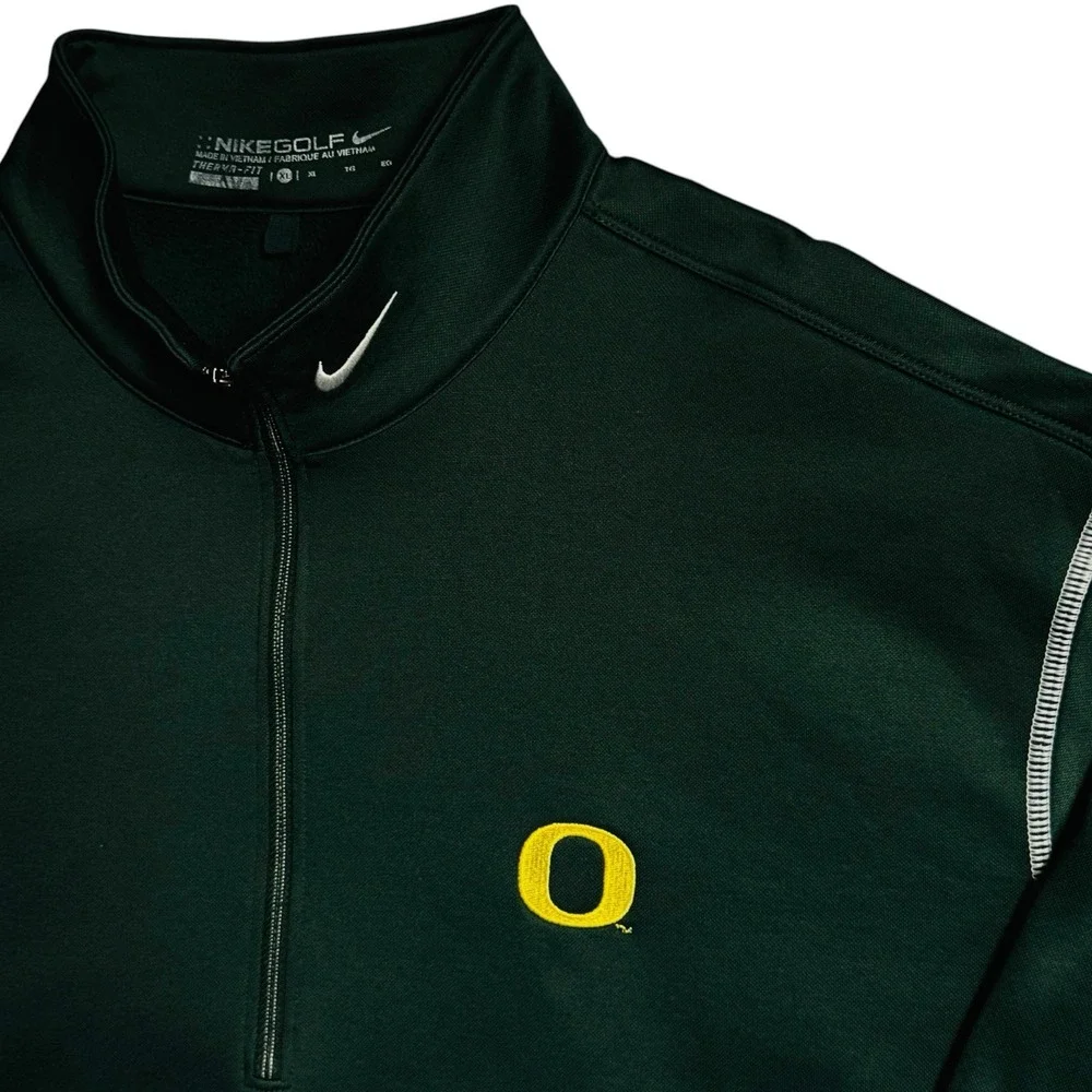 Nike Golf Oregon Ducks 1/4 Zip Pullover Mens XL Green Therma-FIT Golfcore Fleece